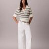 Camisola de malha aberta com gola polo Camisola de malha aberta com gola polo