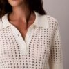 Camisola de malha aberta com gola polo Camisola de malha aberta com gola polo