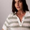 Camisola de malha aberta com gola polo Camisola de malha aberta com gola polo
