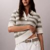 Camisola de malha aberta com gola polo Camisola de malha aberta com gola polo