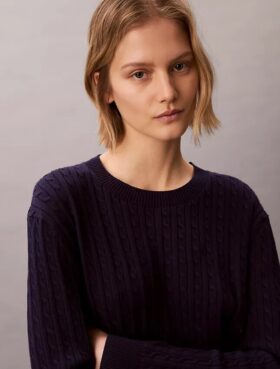 Camisola de malha com tranças em algodão