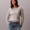 Camisola de malha com tranças em algodão Camisola de malha com tranças em algodão