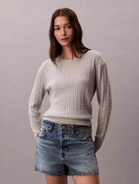 Camisola de malha com tranças em algodão