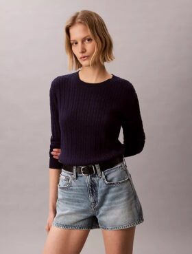 Camisola de malha com tranças em algodão