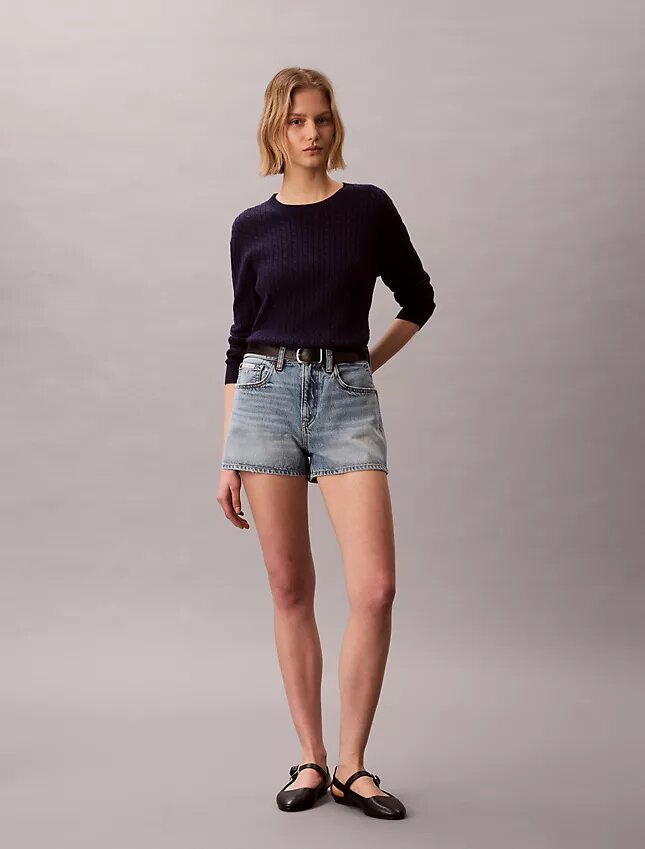 Camisola de malha com tranças em algodão Camisola de malha com tranças em algodão