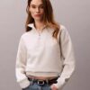 Camisola de malha polar com fecho de correr de um quarto e monograma Camisola de malha polar com fecho de correr de um quarto e monograma