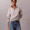 Camisola de malha polar com fecho de correr de um quarto e monograma Camisola de malha polar com fecho de correr de um quarto e monograma