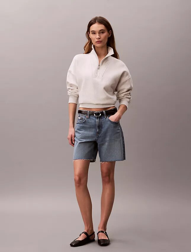 Camisola de malha polar com fecho de correr de um quarto e monograma Camisola de malha polar com fecho de correr de um quarto e monograma