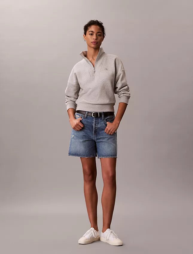 Camisola de malha polar com fecho de correr de um quarto e monograma Camisola de malha polar com fecho de correr de um quarto e monograma