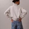 Camisola de malha polar com fecho de correr de um quarto e monograma Camisola de malha polar com fecho de correr de um quarto e monograma