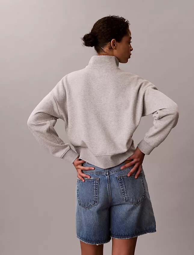 Camisola de malha polar com fecho de correr de um quarto e monograma Camisola de malha polar com fecho de correr de um quarto e monograma