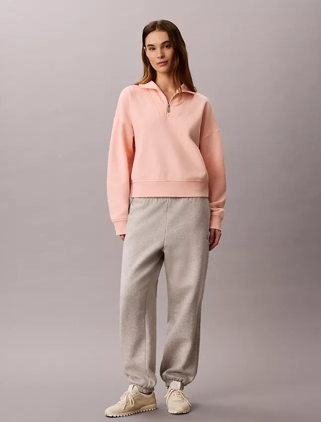 Camisola de malha polar com fecho de correr de um quarto e monograma Camisola de malha polar com fecho de correr de um quarto e monograma