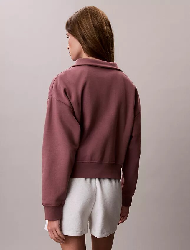 Camisola de malha polar com fecho de correr de um quarto e monograma Camisola de malha polar com fecho de correr de um quarto e monograma
