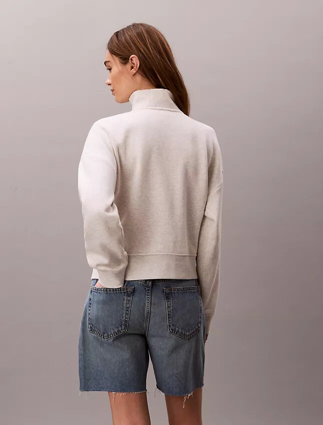 Camisola de malha polar com fecho de correr de um quarto e monograma Camisola de malha polar com fecho de correr de um quarto e monograma