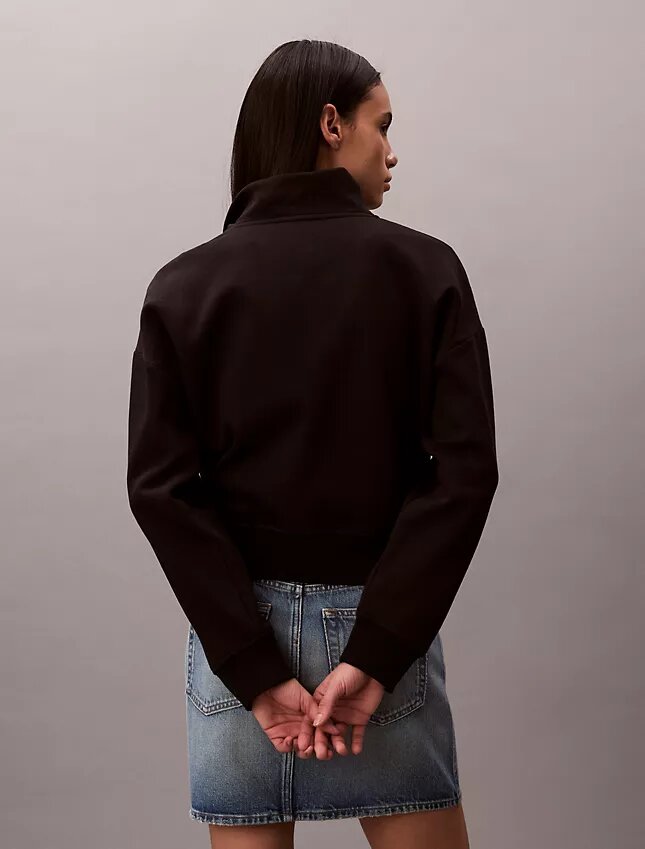 Camisola de malha polar com fecho de correr de um quarto e monograma Camisola de malha polar com fecho de correr de um quarto e monograma