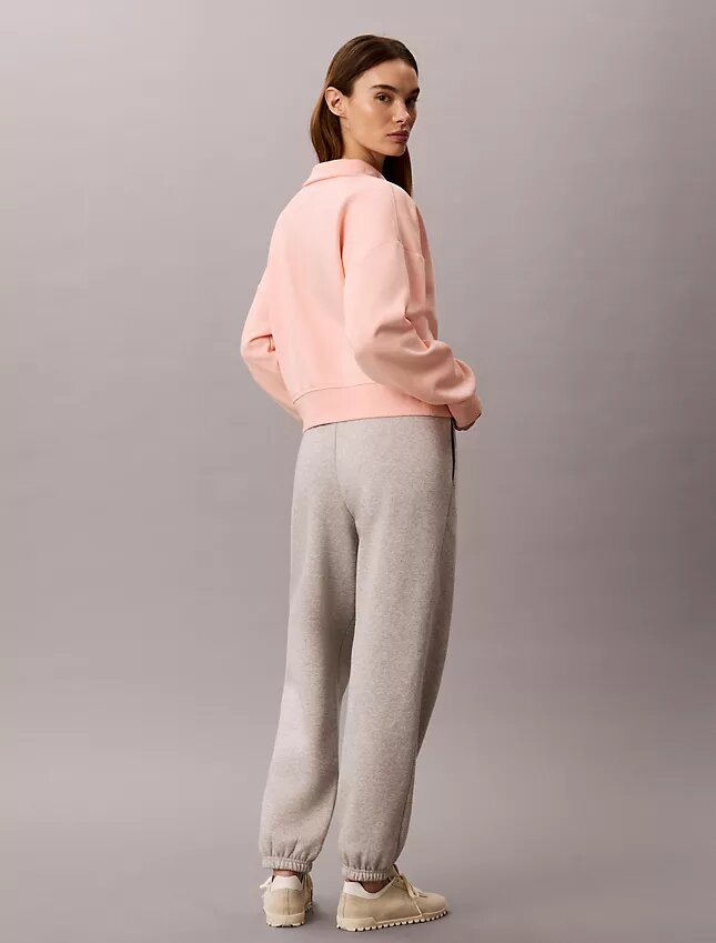 Camisola de malha polar com fecho de correr de um quarto e monograma Camisola de malha polar com fecho de correr de um quarto e monograma