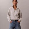Camisola de malha polar com fecho de correr de um quarto e monograma Camisola de malha polar com fecho de correr de um quarto e monograma
