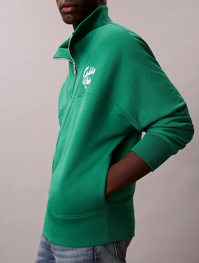 Camisola de malha polar premium com fecho de correr de um quarto Camisola de malha polar premium com fecho de correr de um quarto