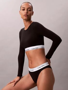 Camisola de manga comprida com forro leve em algodão Modal Bralette Icon