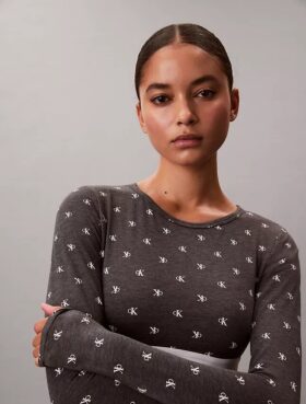 Camisola de manga comprida com forro leve em algodão Modal Bralette Icon