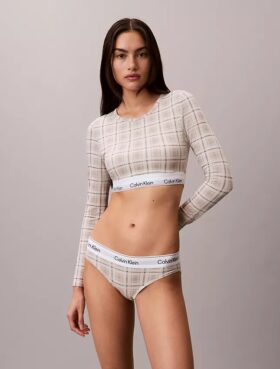 Camisola de manga comprida com forro leve em algodão Modal Bralette Icon