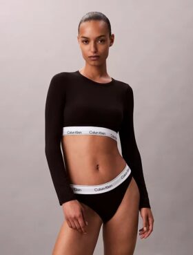 Camisola de manga comprida com forro leve em algodão Modal Bralette Icon