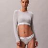 Camisola de manga comprida com forro leve em algodão Modal Bralette Icon