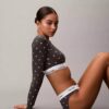 Camisola de manga comprida com forro leve em algodão Modal Bralette Icon