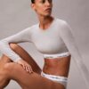 Camisola de manga comprida com forro leve em algodão Modal Bralette Icon