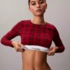 Camisola de manga comprida com forro leve em algodão Modal Bralette Icon