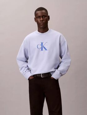 Camisola Descontraída em Felpa Premium com Logótipo Monogram
