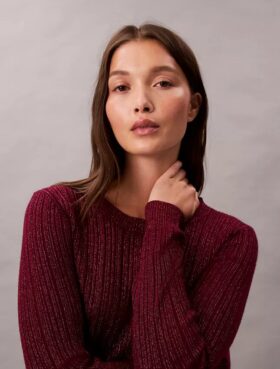 Camisola em mistura de lã merino com lurex