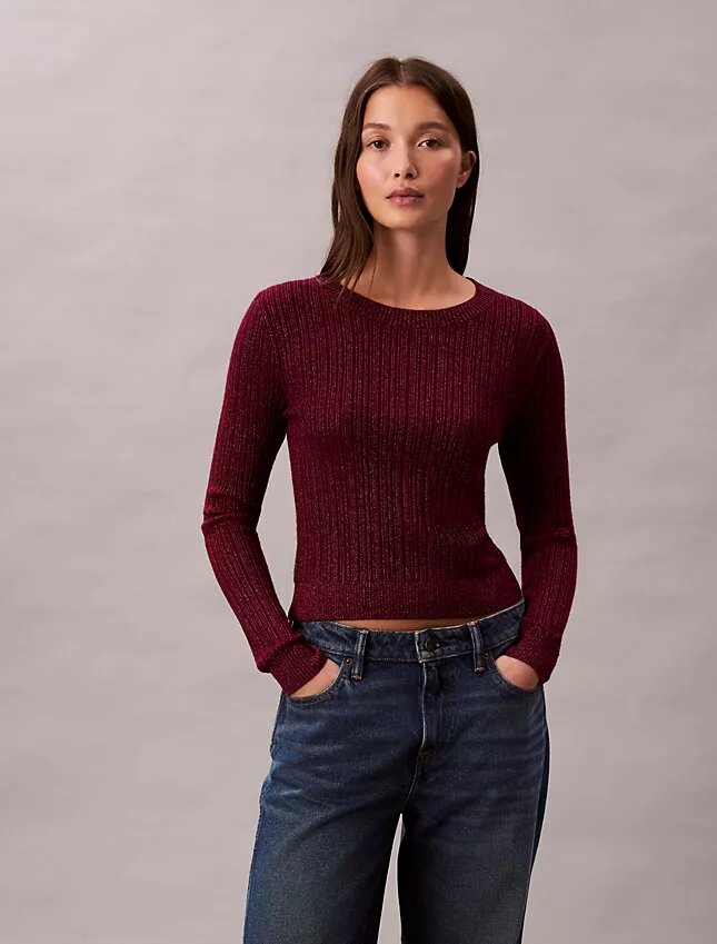 Camisola em mistura de lã merino com lurex Camisola em mistura de lã merino com lurex