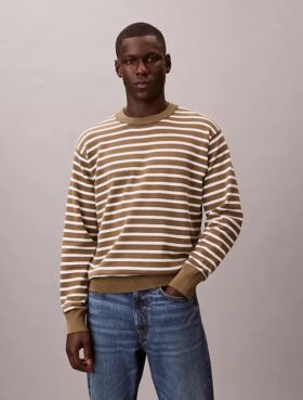 Camisola fácil de usar com riscas em algodão suave