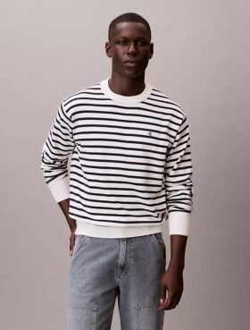 Camisola fácil de usar com riscas em algodão suave