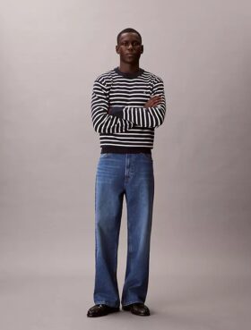 Camisola fácil de usar com riscas em algodão suave