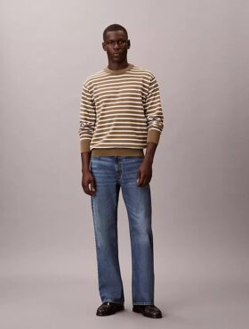 Camisola fácil de usar com riscas em algodão suave