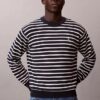 Camisola fácil de usar com riscas em algodão suave