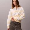 Camisola Henley com riscas universitárias Camisola Henley com riscas universitárias