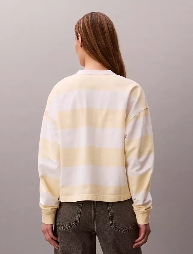Camisola Henley com riscas universitárias Camisola Henley com riscas universitárias