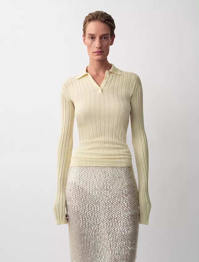 Camisola Polo Canelada Âmbar Camisola Polo Canelada Âmbar