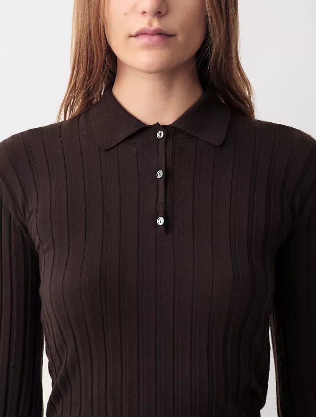 Camisola Polo Canelada Âmbar Camisola Polo Canelada Âmbar