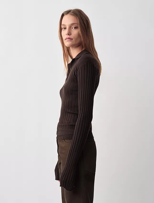 Camisola Polo Canelada Âmbar Camisola Polo Canelada Âmbar