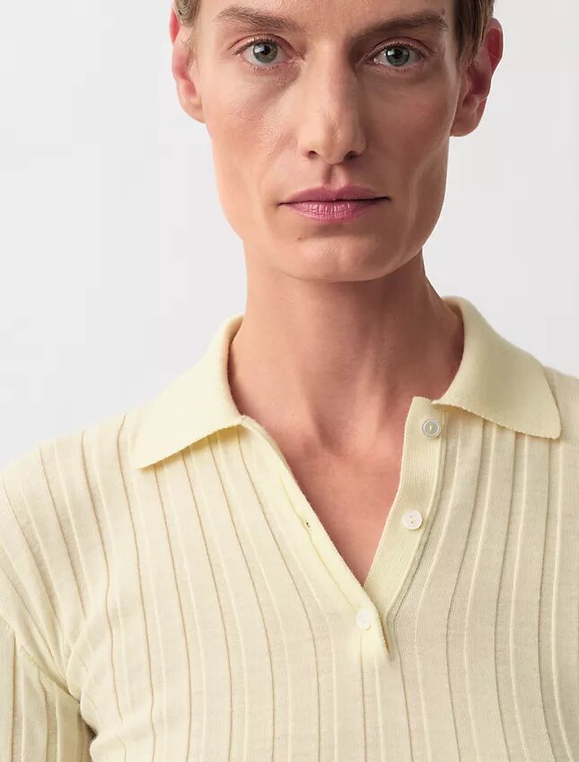 Camisola Polo Canelada Âmbar Camisola Polo Canelada Âmbar