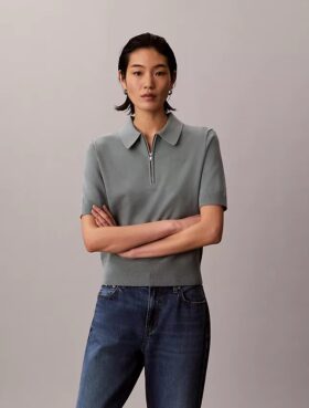 Camisola polo de malha folgada