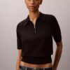 Camisola polo de malha folgada Camisola polo de malha folgada