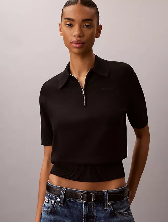 Camisola polo de malha folgada Camisola polo de malha folgada
