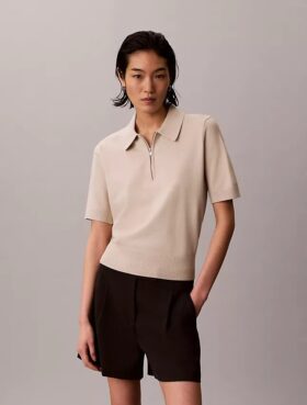 Camisola polo de malha folgada