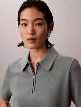 Camisola polo de malha folgada