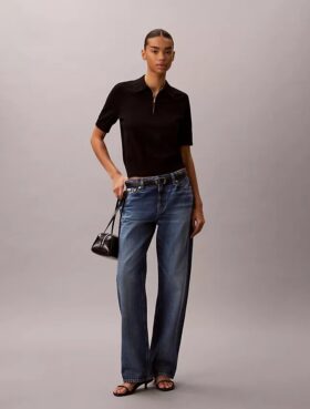 Camisola polo de malha folgada
